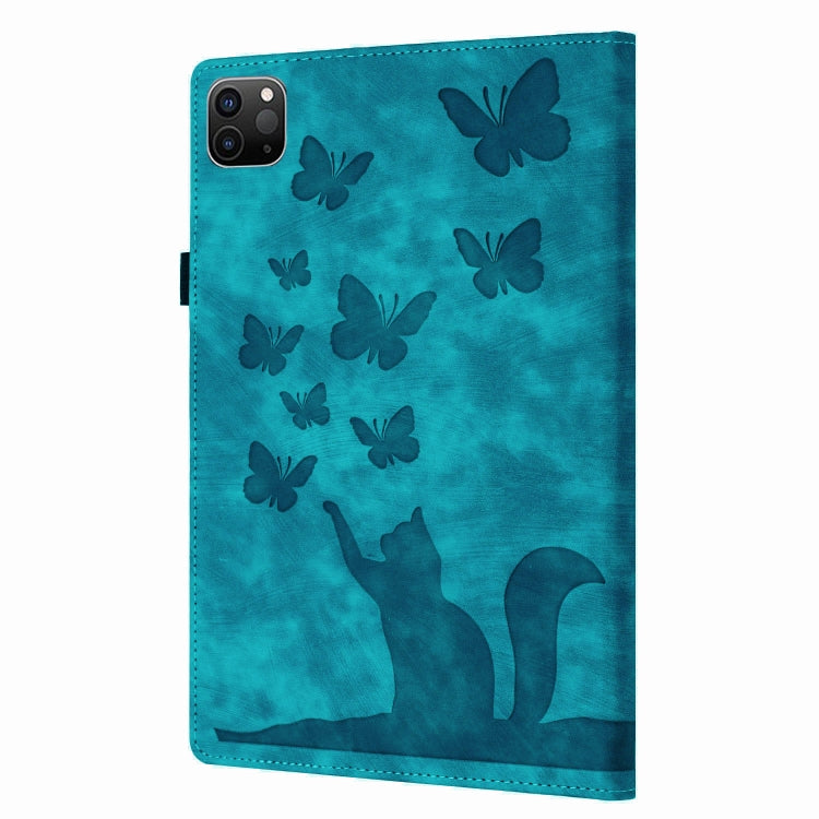 For iPad Pro 11 2024 Butterfly Cat Embossing Leather Tablet Case(Sky Blue) - iPad Pro 11 2024 Cases by buy2fix | Online Shopping UK | buy2fix