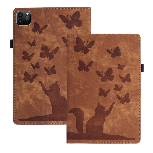 For iPad Pro 13 2024 Butterfly Cat Embossing Leather Tablet Case(Brown) - iPad Pro 13 2024 Cases by buy2fix | Online Shopping UK | buy2fix