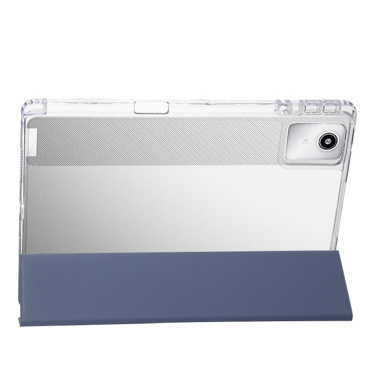 For Lenovo Tab M11 /Xiaoxin Pad 11 2024 Clear Acrylic 3-Fold Leather Tablet Case(Lavender) - Lenovo by buy2fix | Online Shopping UK | buy2fix