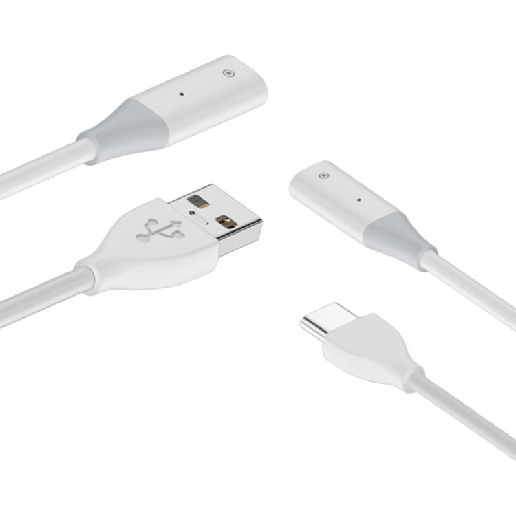 For Apple Pencil 1 USB-C / Type-C to 8 Pin Stylus Charging Cable with Indicator Light, Length:0.5m(White) - Pencil Accessories by buy2fix | Online Shopping UK | buy2fix