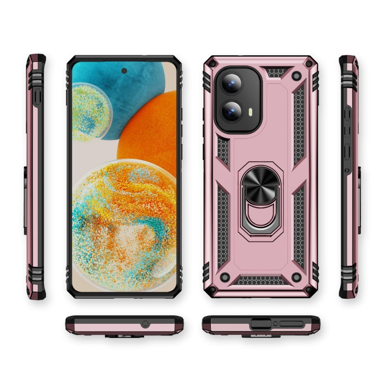 For Motorola Edge 2024 Shockproof TPU + PC Phone Case with Holder(Rose Gold) - Motorola Cases by buy2fix | Online Shopping UK | buy2fix