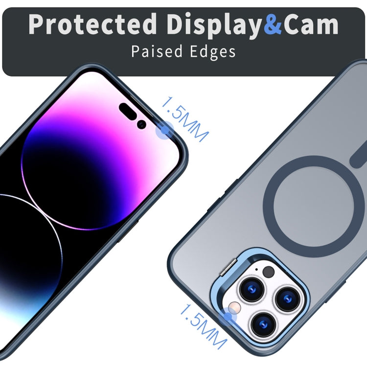 For iPhone 11 Pro Metal Invisible Camera Holder MagSafe Magnetic Phone Case(Blue) - iPhone 11 Pro Cases by buy2fix | Online Shopping UK | buy2fix