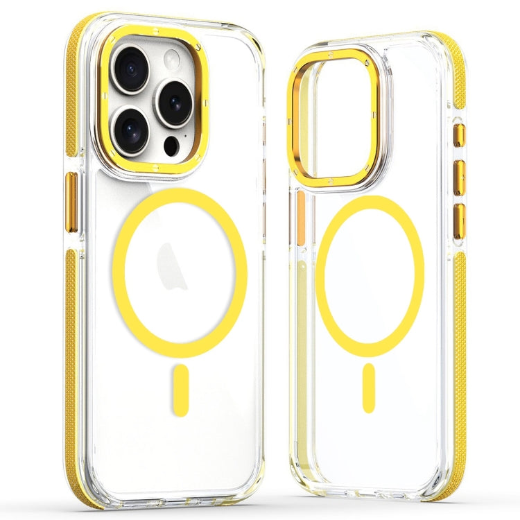 For iPhone 13 Pro Dual-Color Clear Acrylic Hybrid TPU MagSafe Phone Case(Yellow) - iPhone 13 Pro Cases by buy2fix | Online Shopping UK | buy2fix