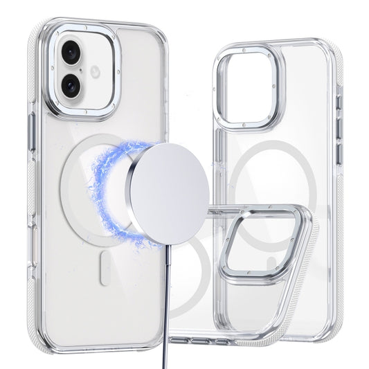 For iPhone 16 Dual-Color Clear Acrylic Hybrid TPU MagSafe Phone Case(Transparent) - iPhone 16 Cases by buy2fix | Online Shopping UK | buy2fix