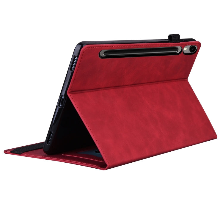 For Samsung Galaxy Tab S9+ /S8+ /S7+ Splicing Shockproof Smart Leather Tablet Case(Red) - Galaxy Tab S9+ Cases by buy2fix | Online Shopping UK | buy2fix