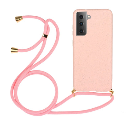 For Samsung Galaxy S24 5G Wheat Straw Material + TPU Phone Case with Lanyard(Pink) - Galaxy S24 5G Cases by buy2fix | Online Shopping UK | buy2fix