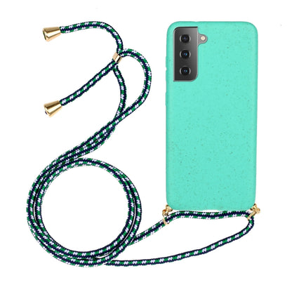 For Samsung Galaxy S24 5G Wheat Straw Material + TPU Phone Case with Lanyard(Green) - Galaxy S24 5G Cases by buy2fix | Online Shopping UK | buy2fix