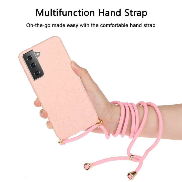 For Samsung Galaxy S24+ 5G Wheat Straw Material + TPU Phone Case with Lanyard(Pink) - Galaxy S24+ 5G Cases by buy2fix | Online Shopping UK | buy2fix