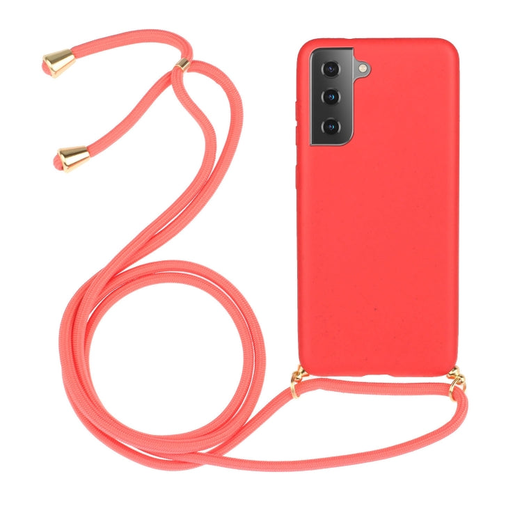 For Samsung Galaxy A35 5G Wheat Straw Material + TPU Phone Case with Lanyard(Red) - Galaxy Phone Cases by buy2fix | Online Shopping UK | buy2fix