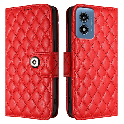 For Motorola Moto G 5G 2024 Global Rhombic Texture Flip Leather Phone Case with Lanyard(Red) - Motorola Cases by buy2fix | Online Shopping UK | buy2fix