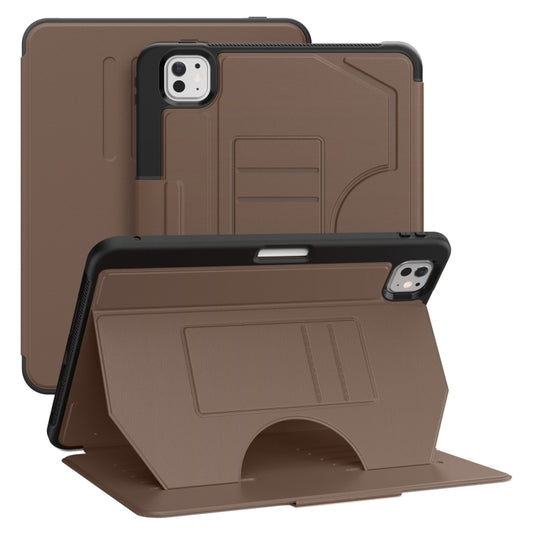 For iPad Pro 11 2024 Notebook Magnetic Leather Tablet Case(Brown) - iPad Pro 11 2024 Cases by buy2fix | Online Shopping UK | buy2fix