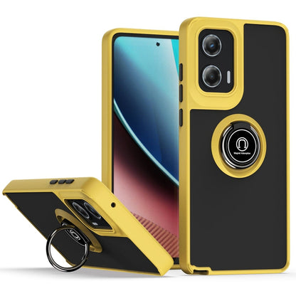 For Motorola Moto G Stylus 5G 2024 Q Shadow 1 Series TPU + PC Phone Case with Ring(Yellow) - Motorola Cases by buy2fix | Online Shopping UK | buy2fix