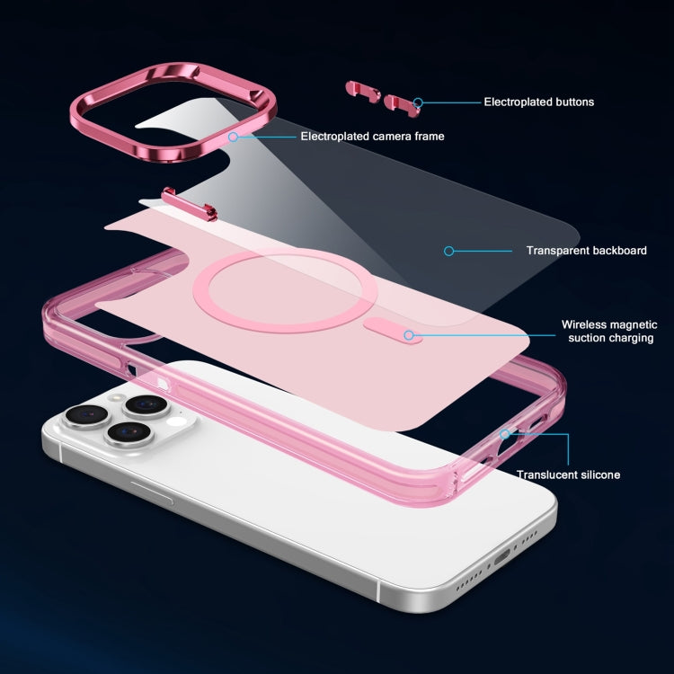 For iPhone 12 Pro Max Electroplated IMD Magsafe PC Hybrid TPU Phone Case(Pink) - iPhone 12 Pro Max Cases by buy2fix | Online Shopping UK | buy2fix