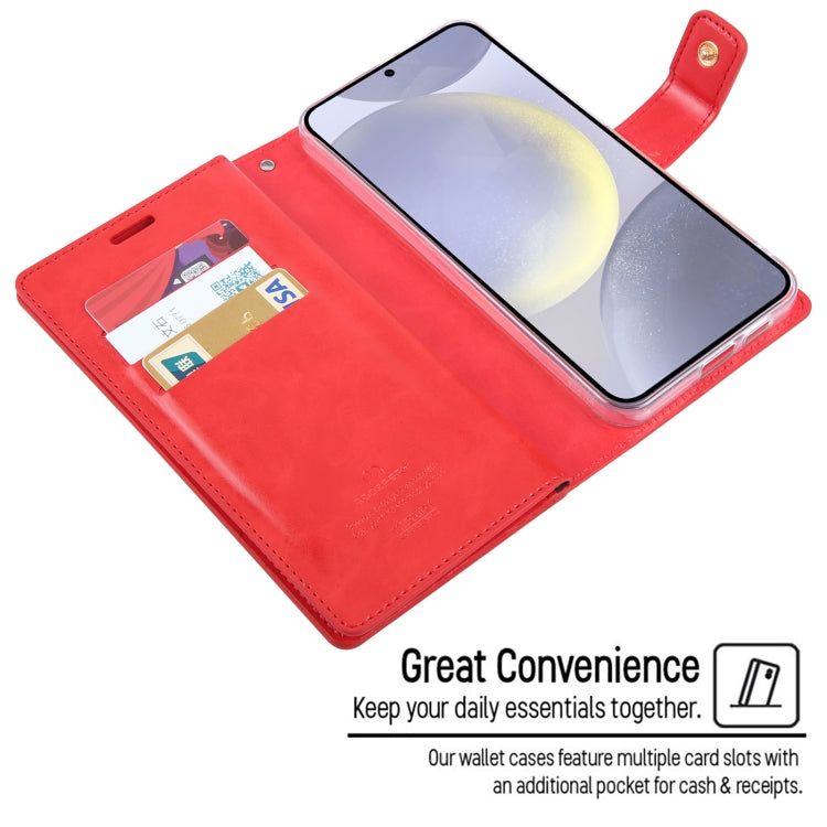 For Samsung Galaxy S24+ 5G GOOSPERY MANSOOR DIARY 9 Card Slots Leather Phone Case(Red) - Galaxy S24+ 5G Cases by GOOSPERY | Online Shopping UK | buy2fix