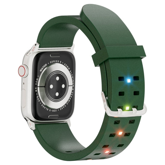 For Apple Watch Series 7 41mm Luminous Colorful Light Silicone Watch Band(Green) - Watch Bands by buy2fix | Online Shopping UK | buy2fix