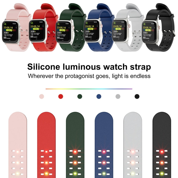 For Apple Watch Series 5 44mm Luminous Colorful Light Silicone Watch Band(Green) - Watch Bands by buy2fix | Online Shopping UK | buy2fix