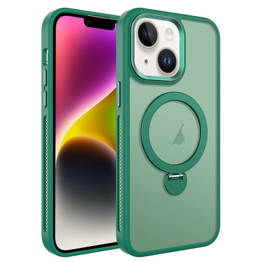 For iPhone 14 MagSafe Magnetic Holder Breathable Phone Case(Green) - iPhone 14 Cases by buy2fix | Online Shopping UK | buy2fix