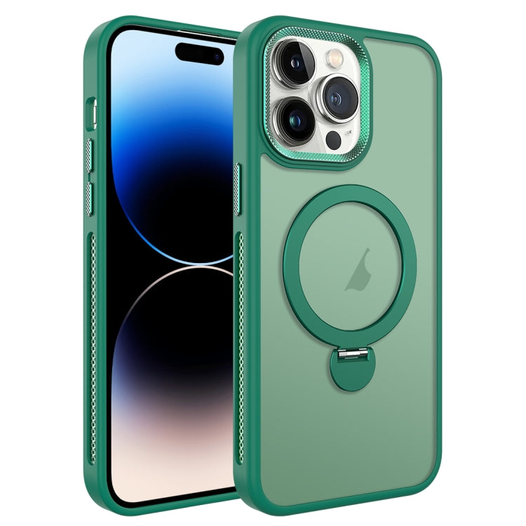 For iPhone 14 Pro Max MagSafe Magnetic Holder Breathable Phone Case(Green) - iPhone 14 Pro Max Cases by buy2fix | Online Shopping UK | buy2fix