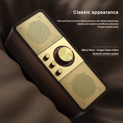 OneDer JY82 Wooden Retro Styling Wireless Speaker HIFI Classic FM Radio Support TF / U-Disk / AUX(Walnut Wood) - Desktop Speaker by OneDer | Online Shopping UK | buy2fix