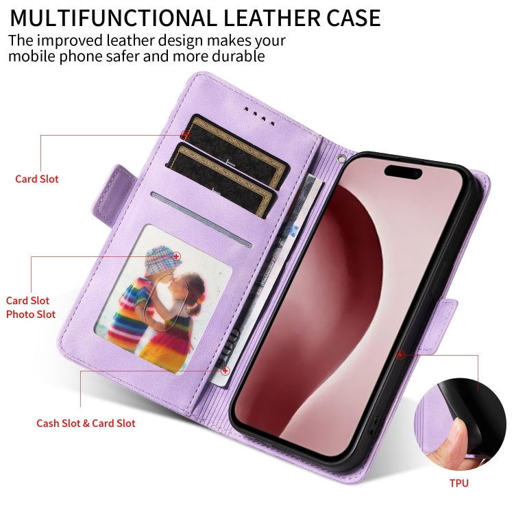 For iPhone 16 Plus Embossed Rhombus Starry Leather Phone Case(Purple) - More iPhone Cases by buy2fix | Online Shopping UK | buy2fix