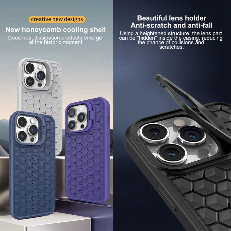 For iPhone 16 Pro Honeycomb Radiating Lens Holder Magsafe Phone Case(Grey) - iPhone 16 Pro Cases by buy2fix | Online Shopping UK | buy2fix