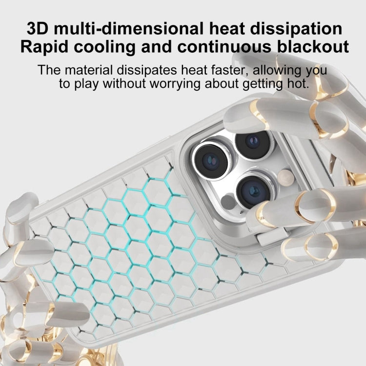 For iPhone 14 Honeycomb Radiating Lens Holder Magsafe Phone Case(Black) - iPhone 14 Cases by buy2fix | Online Shopping UK | buy2fix