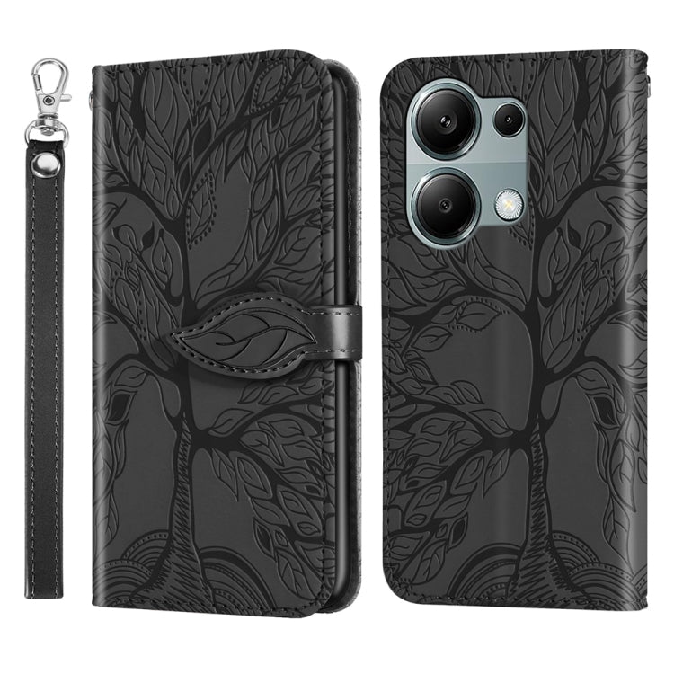 For Xiaomi Redmi Note 13 Pro 4G Life Tree Embossing Pattern Leather Phone Case(Black) - Note 13 Pro Cases by buy2fix | Online Shopping UK | buy2fix