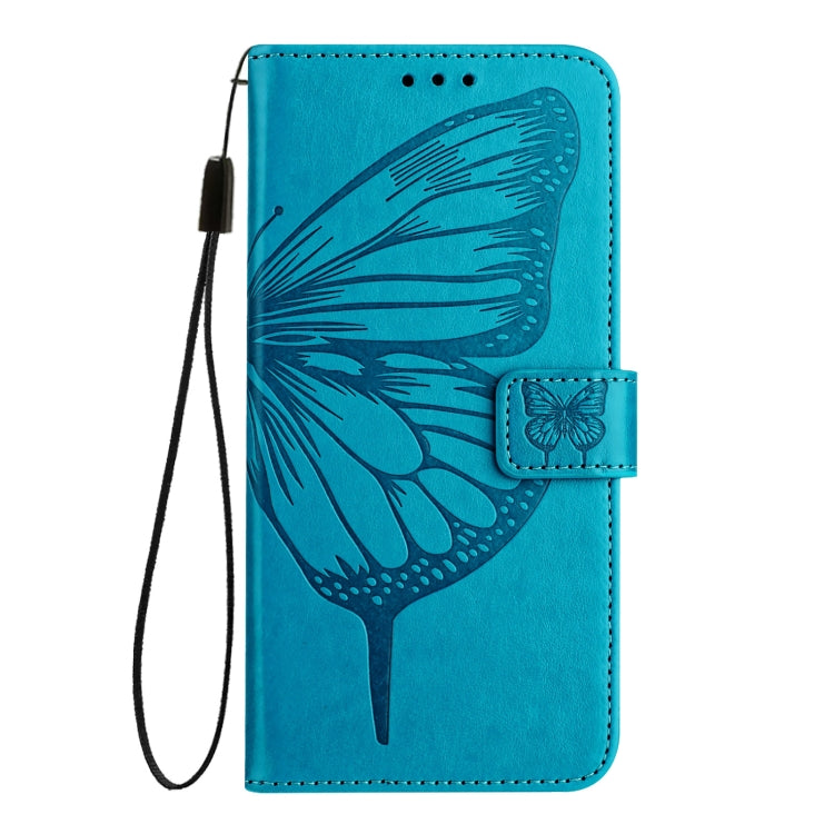 For Google Pixel 9 Pro XL Embossed Butterfly Leather Phone Case(Blue) - Google Cases by buy2fix | Online Shopping UK | buy2fix