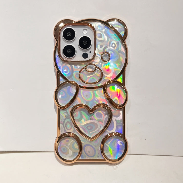 For iPhone 16 Pro Max Bear Shape Electroplated Laser TPU Phone Case(Purple) - iPhone 16 Pro Max Cases by buy2fix | Online Shopping UK | buy2fix