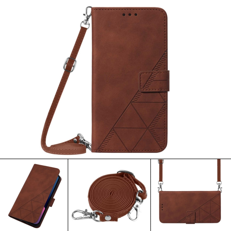 For Google Pixel 9 Crossbody 3D Embossed Flip Leather Phone Case(Brown) - Google Cases by buy2fix | Online Shopping UK | buy2fix