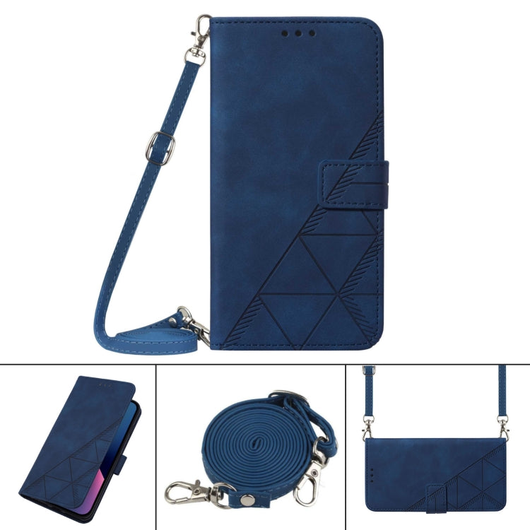 For Google Pixel 9 Crossbody 3D Embossed Flip Leather Phone Case(Blue) - Google Cases by buy2fix | Online Shopping UK | buy2fix