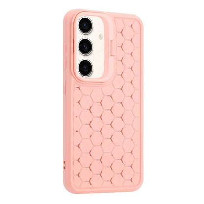 For Samsung Galaxy S24+ 5G Honeycomb Radiating Lens Holder Magsafe Phone Case(Pink) - Galaxy S24+ 5G Cases by buy2fix | Online Shopping UK | buy2fix