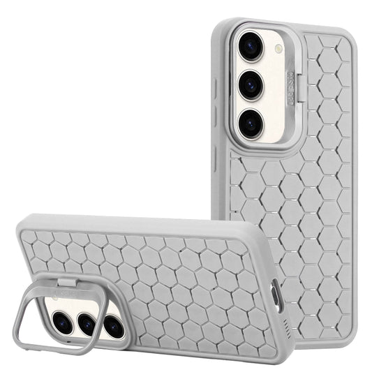 For Samsung Galaxy S23+ 5G Honeycomb Radiating Lens Holder Magsafe Phone Case(Grey) - Galaxy S23+ 5G Cases by buy2fix | Online Shopping UK | buy2fix