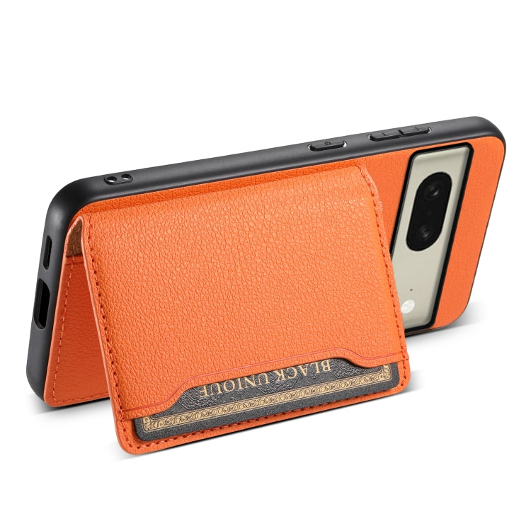 For Google Pixel 8 Calf Texture Card Bag Design Full Coverage Phone Case(Orange) - Google Cases by buy2fix | Online Shopping UK | buy2fix