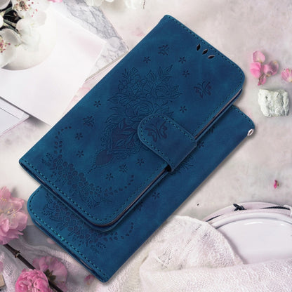 For Google Pixel 9 Pro Butterfly Rose Embossed Leather Phone Case(Blue) - Google Cases by buy2fix | Online Shopping UK | buy2fix