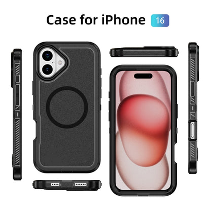 For iPhone 16 Guard Magsafe Magnetic Ring Matte Phone Case(Black) - iPhone 16 Cases by buy2fix | Online Shopping UK | buy2fix