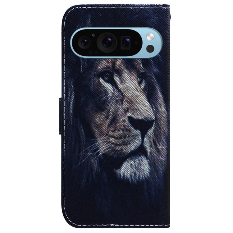 For Google Pixel 9 Coloured Drawing Flip Leather Phone Case(Lion) - Google Cases by buy2fix | Online Shopping UK | buy2fix