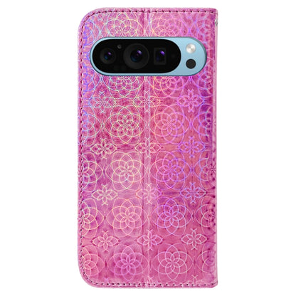 For Google Pixel 9 Pro Colorful Magnetic Buckle Leather Phone Case(Pink) - Google Cases by buy2fix | Online Shopping UK | buy2fix