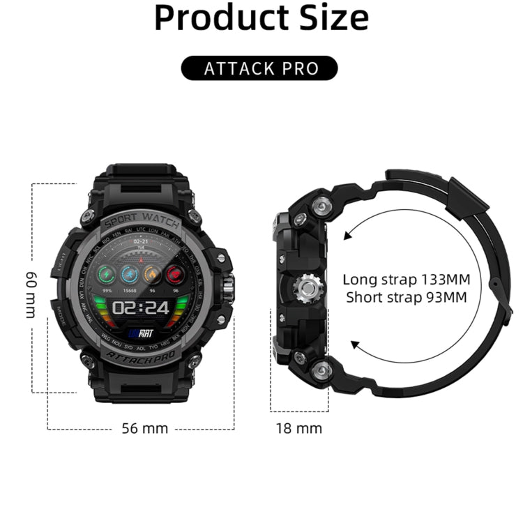 LOKMAT ATTACK 2 Pro 1.39 inch BT5.1 Smart Sport Watch, Support Bluetooth Call / Sleep / Heart Rate / Blood Pressure Health Monitor(Black Green) - Smart Watches by Lokmat | Online Shopping UK | buy2fix