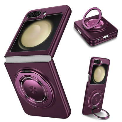 For Samsung Galaxy Z Flip4 5G 360 Degree Rotating Holder MagSafe PC Full Coverage Shockproof Phone Case(Purple) - Galaxy Z Flip4 5G Cases by buy2fix | Online Shopping UK | buy2fix