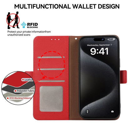 For Samsung Galaxy S23 5G ABEEL Side-Magnetic Litchi Pattern Leather RFID Phone Case(Red) - Galaxy S23 5G Cases by buy2fix | Online Shopping UK | buy2fix