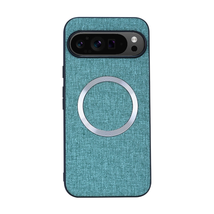 For Google Pixel 9 Pro CD Magnetic Ring Cloth Texture PU Phone Case(Blue) - Google Cases by buy2fix | Online Shopping UK | buy2fix