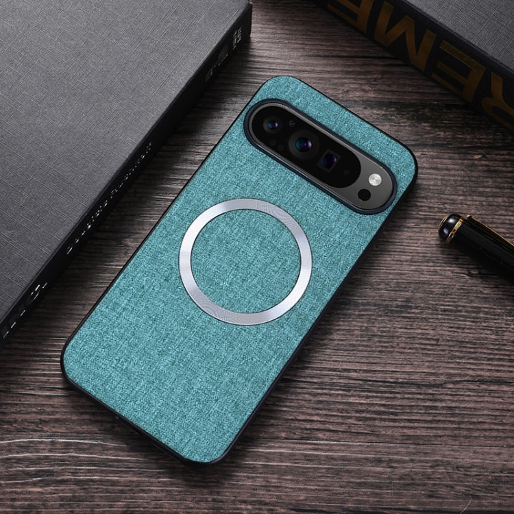 For Google Pixel 9 Pro CD Magnetic Ring Cloth Texture PU Phone Case(Blue) - Google Cases by buy2fix | Online Shopping UK | buy2fix