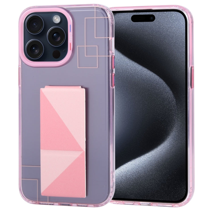 For iPhone 15 Pro Max TGVIS Art Series Folding Holder Phone Case(Pink) - iPhone 15 Pro Max Cases by TGVIS | Online Shopping UK | buy2fix