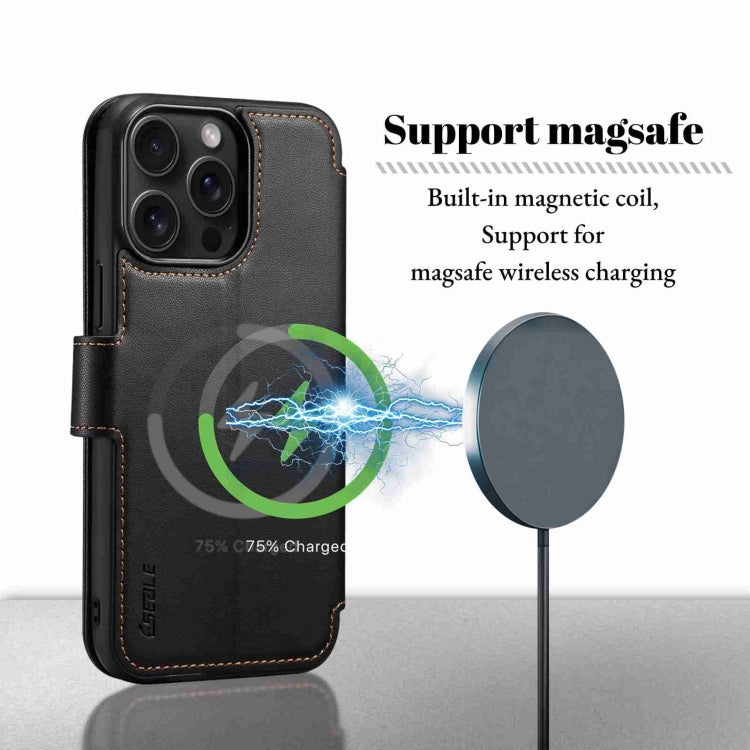 For iPhone 14 Pro ESEBLE E1 Nappa Texture MagSafe Holder Leather Phone Case(Black) - iPhone 14 Pro Cases by ESEBLE | Online Shopping UK | buy2fix