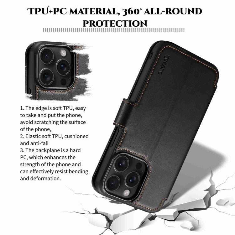 For iPhone 14 Pro ESEBLE E1 Nappa Texture MagSafe Holder Leather Phone Case(Black) - iPhone 14 Pro Cases by ESEBLE | Online Shopping UK | buy2fix