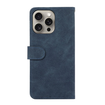 For iPhone 16 Pro ABEEL Color Block Magnetic RFID Leather Phone Case(Blue-Brown) - iPhone 16 Pro Cases by buy2fix | Online Shopping UK | buy2fix