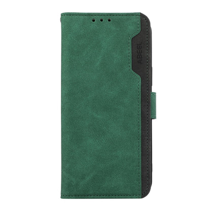 For iPhone 16 Plus ABEEL Color Block Magnetic RFID Leather Phone Case(Green-Black) - iPhone 16 Plus Cases by buy2fix | Online Shopping UK | buy2fix