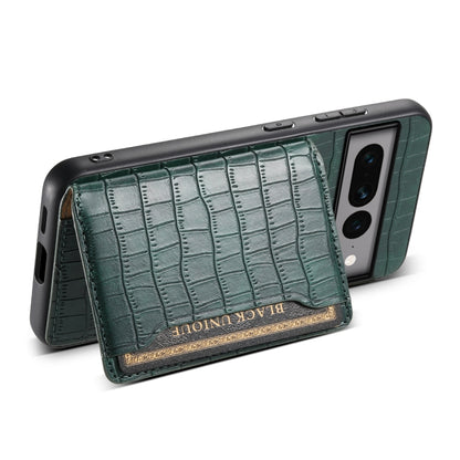 For Google Pixel 7 Pro 5G Crocodile Texture Card Bag Design Full Coverage Phone Case(Green) - Google Cases by buy2fix | Online Shopping UK | buy2fix