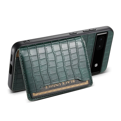 For Google Pixel 6a Crocodile Texture Card Bag Design Full Coverage Phone Case(Green) - Google Cases by buy2fix | Online Shopping UK | buy2fix